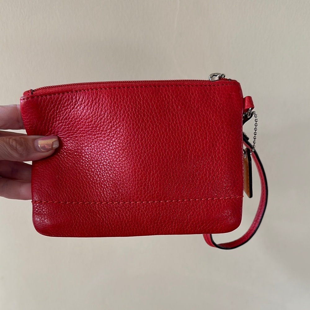 Coach Red/Orange Leather Wristlet! - Picture 2 of 5